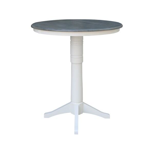 International Concepts Round 36 in Rd Top Pedestal Table, Bar Ht, White/Heather Gray, 36 in W, 36 in L, 41.9 in H, Wood - K05-36RT-27B-6B-2
