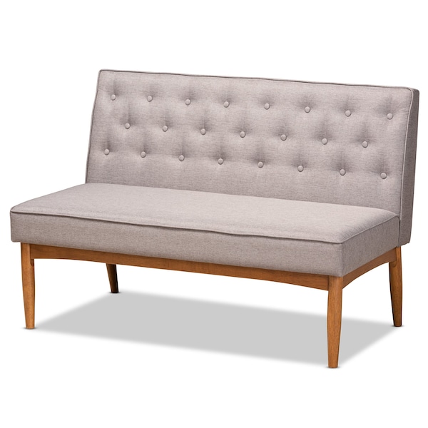 Baxton Studio Riordan Mid-Century Modern Grey Fabric and Walnut Brown Finished Wood 3-Piece Dining Nook Set - 186-11355-9305-ZORO