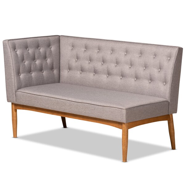 Baxton Studio Riordan Mid-Century Modern Grey Fabric and Walnut Brown Finished Wood 3-Piece Dining Nook Set - 186-11355-9305-ZORO