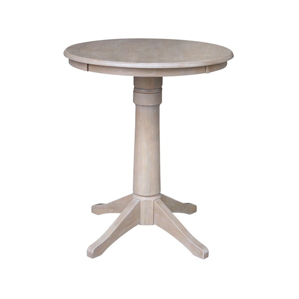 International Concepts 30 in. Round Pedestal Gathering Height Table with 2 Emily Counter Height Stools - 3 Piece Set - K09-30RT-27B-S6172-2