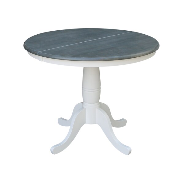 International Concepts Round 36 in Rd Extension Dining Table, 2 X-back Chairs, White/Heather Gray, 36 in W, 48 in L, Wood - K05-36RXT-C613-2