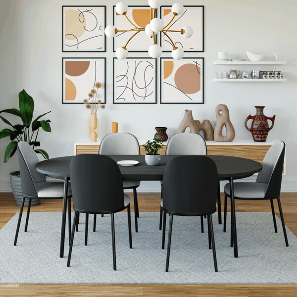 Leisuremod Oval 70.9 in W, 29.5 in L, MDF/Steel, Black - TT70BL