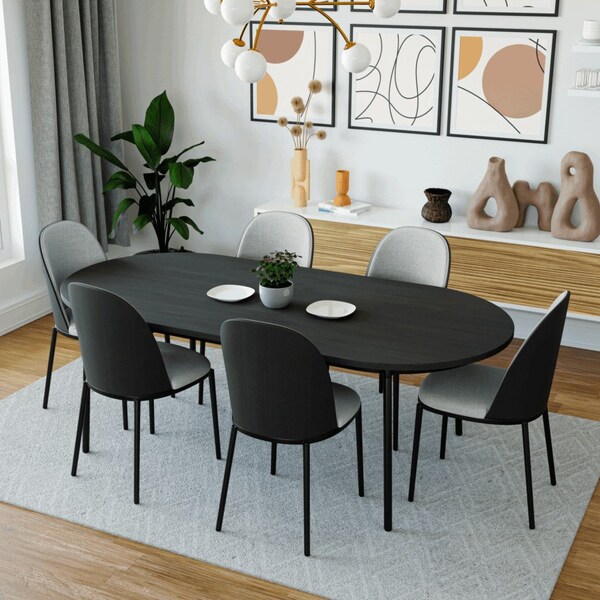 Leisuremod Oval 70.9 in W, 29.5 in L, MDF/Steel, Black - TT70BL
