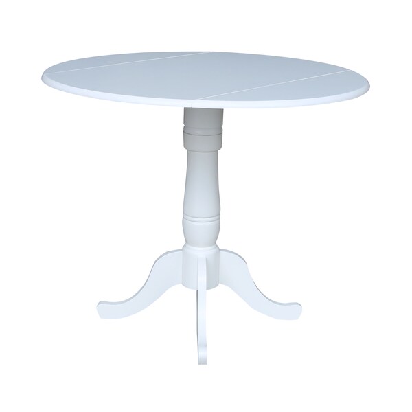 International Concepts Round 42, Round dual drop Leaf Pedestal Table, 35.5  inH, White, 42 in W, 42 in L, 35.5 in H, Wood - K08-42DPT-6B