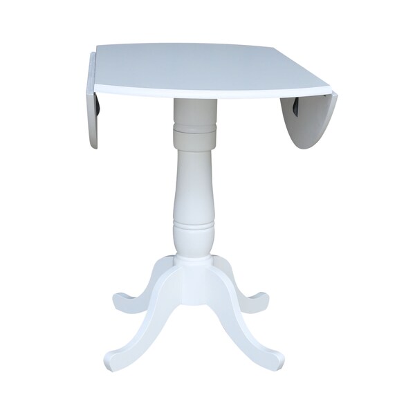 International Concepts Round 42, Round dual drop Leaf Pedestal Table, 35.5  inH, White, 42 in W, 42 in L, 35.5 in H, Wood - K08-42DPT-6B