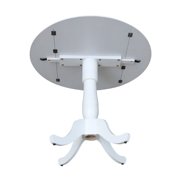 International Concepts Round 42, Round dual drop Leaf Pedestal Table, 35.5  inH, White, 42 in W, 42 in L, 35.5 in H, Wood - K08-42DPT-6B