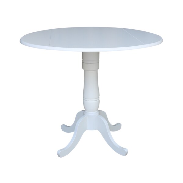 International Concepts Round 42, Round dual drop Leaf Pedestal Table, 35.5  inH, White, 42 in W, 42 in L, 35.5 in H, Wood - K08-42DPT-6B