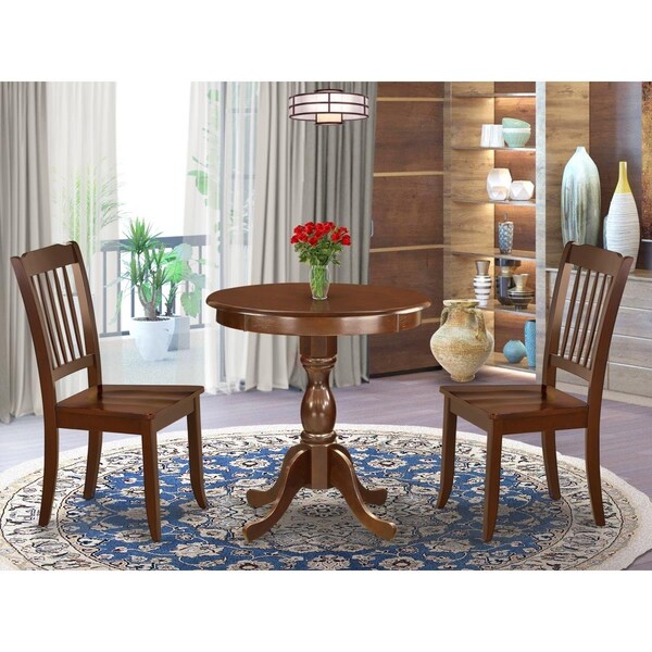 East West Furniture 3 Piece Eden Modern Dining Table Set - Mahogany - ESDA3-MAH-W