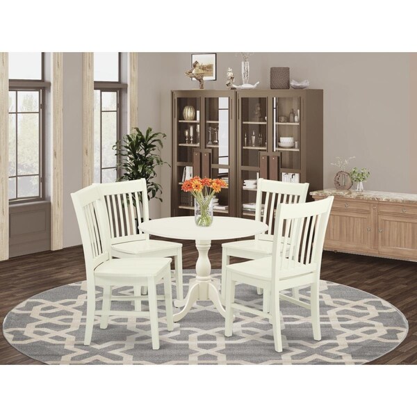 East West Furniture 5 Piece Dublin Dinette Set - Linen White - DMNF5-LWH-W