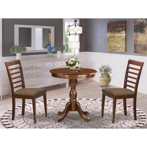 East West Furniture 3 Piece Eden Modern Kitchen Dining Room Set - Mahogany - ESML3-MAH-C