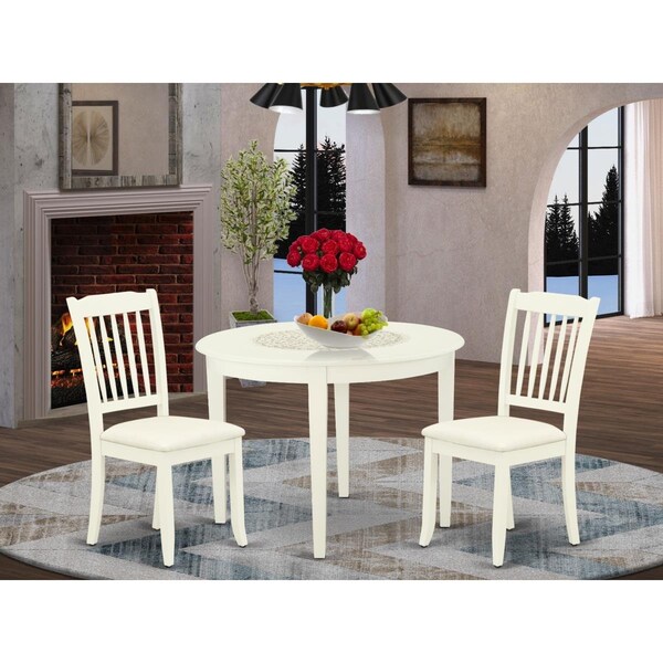 East West Furniture 3 Piece Boston Dinette Set - Linen White - BODA3-WHI-C