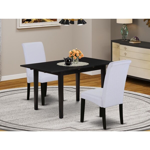 East West Furniture 3 Piece Norfolk Kitchen Furniture Set - Black - NOBA3-BLK-05