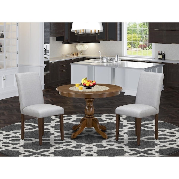 East West Furniture 3 Piece Hartland Dining Room Table Set - Acacia Walnut - HBAB3-AWA-05