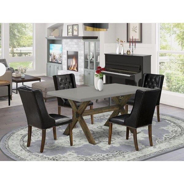 East West Furniture 5 Piece X-Style Kitchen Table Set - Distressed Jacobean - X796FO749-5