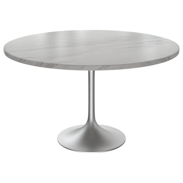 Leisuremod Round 47.24 in W, 29.35 in L, Sintered Stone/Stainless Steel, White - VT23BS-48WS