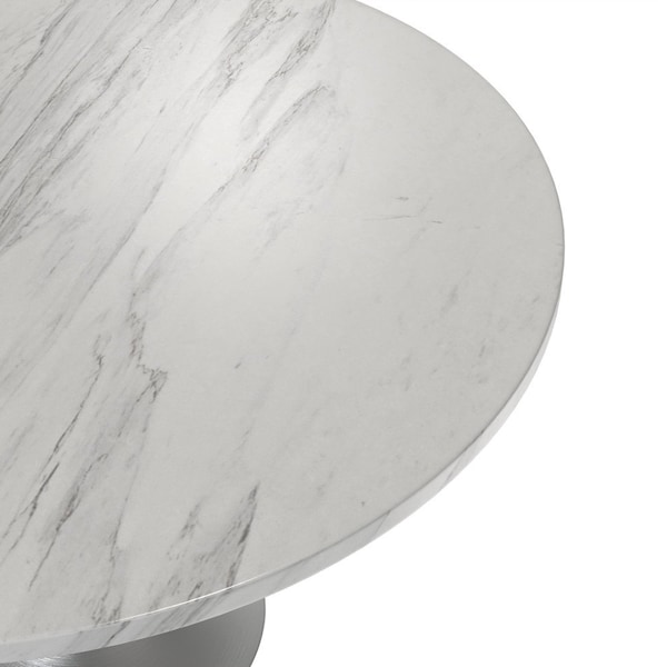 Leisuremod Round 47.24 in W, 29.35 in L, Sintered Stone/Stainless Steel, White - VT23BS-48WS