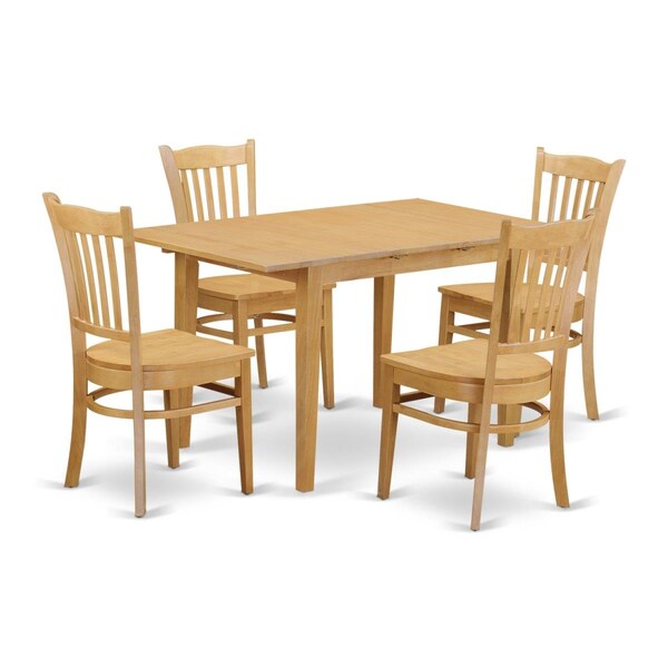 East West Furniture East West Furniture NOGR5-OAK-W Norfolk Kitchen Table & 4 Dining Room Chairs; Oak - NOGR5-OAK-W