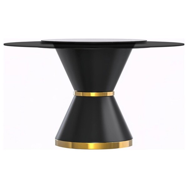 Leisuremod Round 60 in W, 29.5 in L, Glass/Steel, Black - QRBL-60BL-G