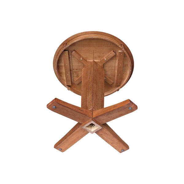 International Concepts 30 in. Solid Wood Round Top Pedestal Dining Table - 29.9 in. High, Distressed Oak - K42-30RT-23B