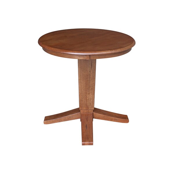 International Concepts 30 in. Solid Wood Round Top Pedestal Dining Table - 29.9 in. High, Distressed Oak - K42-30RT-23B