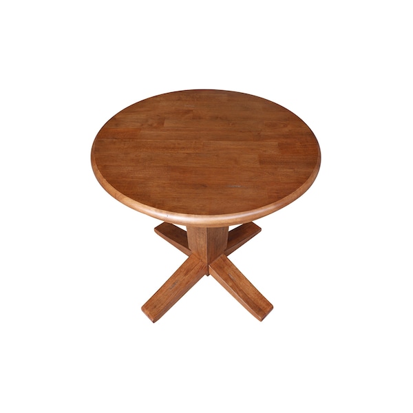 International Concepts 30 in. Solid Wood Round Top Pedestal Dining Table - 29.9 in. High, Distressed Oak - K42-30RT-23B