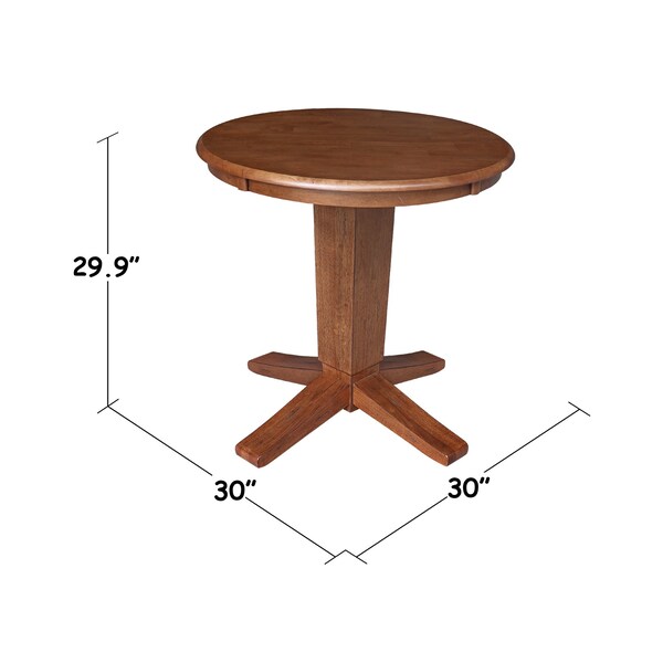 International Concepts 30 in. Solid Wood Round Top Pedestal Dining Table - 29.9 in. High, Distressed Oak - K42-30RT-23B