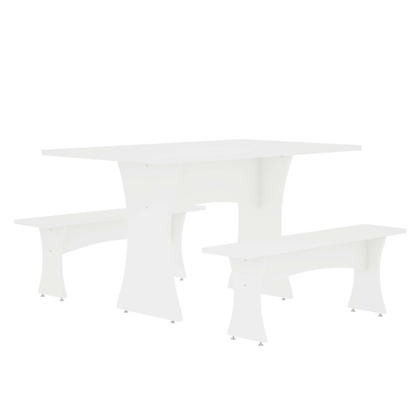 Manhattan Comfort Coney Dining Set of 3 in White - 186GMC1