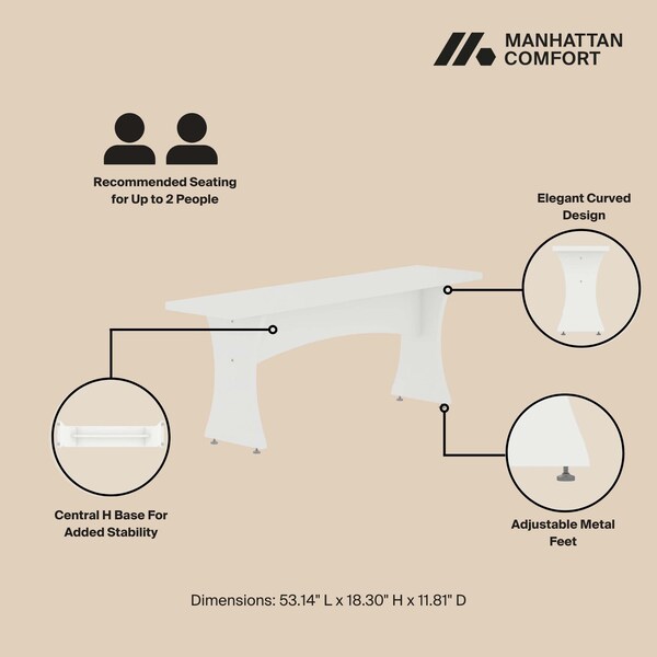 Manhattan Comfort Coney Dining Set of 3 in White - 186GMC1