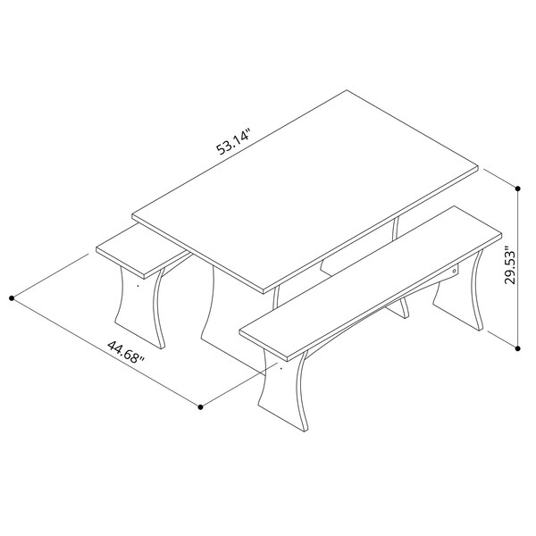 Manhattan Comfort Coney Dining Set of 3 in White - 186GMC1
