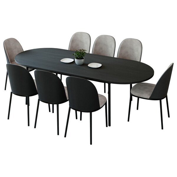 Leisuremod 82.7 in W, 29.5 in L, Manufactured Wood/Steel/Suede Fabric, Black/Charcoal - TT84-CBL18-CH