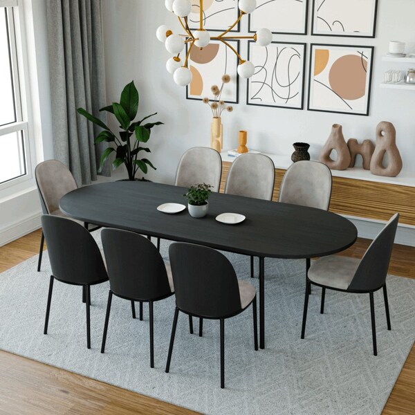 Leisuremod 82.7 in W, 29.5 in L, Manufactured Wood/Steel/Suede Fabric, Black/Charcoal - TT84-CBL18-CH