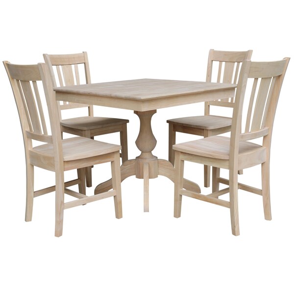 International Concepts 36 in. x 36 in. Square Top Pedestal Table  With 4 Dining Chairs Set of 5 - K-3636TP-11B-C10-4