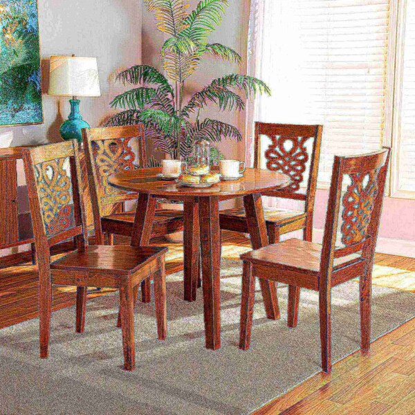 Baxton Studio Mina Modern and Contemporary Transitional Walnut Brown Finished Wood 5-Piece Dining Set - 178-11383-10895-ZORO