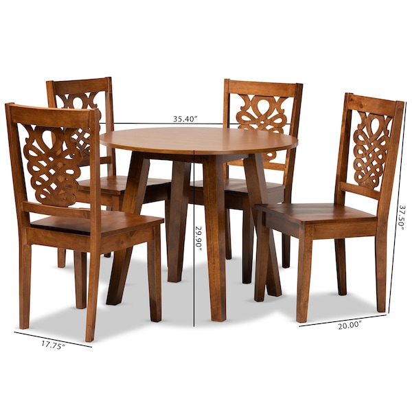 Baxton Studio Mina Modern and Contemporary Transitional Walnut Brown Finished Wood 5-Piece Dining Set - 178-11383-10895-ZORO