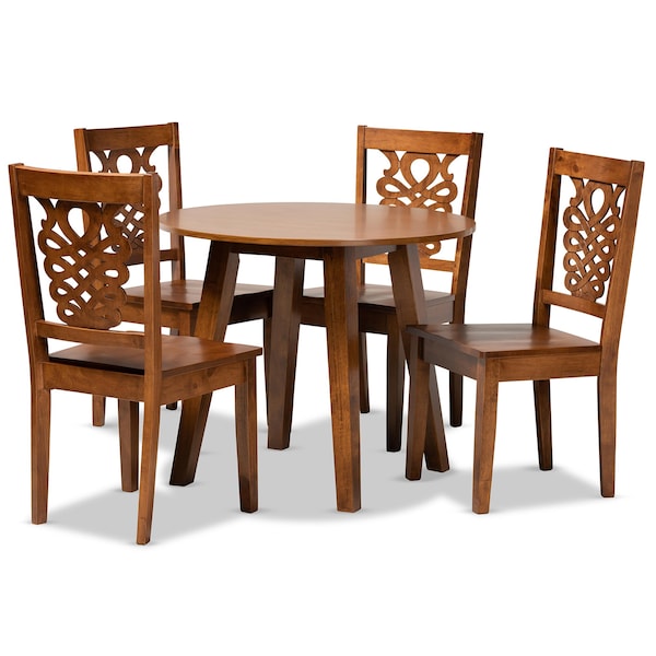 Baxton Studio Mina Modern and Contemporary Transitional Walnut Brown Finished Wood 5-Piece Dining Set - 178-11383-10895-ZORO