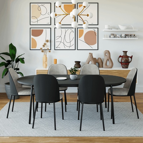 Leisuremod 70.9 in W, 29.5 in L, Manufactured Wood/Steel/Suede Fabric, Black/Charcoal - TT70-CBL18-CH