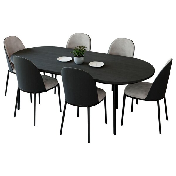 Leisuremod 70.9 in W, 29.5 in L, Manufactured Wood/Steel/Suede Fabric, Black/Charcoal - TT70-CBL18-CH