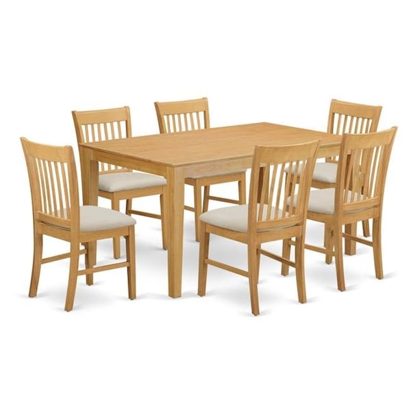 East West Furniture East West Furniture CANO7-OAK-C Small Kitchen Dining Room Table & 6 Chairs; Oak - CANO7-OAK-C
