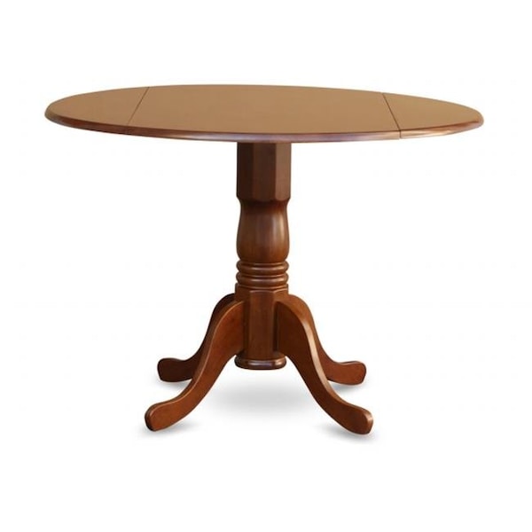 East West Furniture East West Furniture DLT-SBR-TP Dublin Kitchen Round Table with Two 9in Drop-Leaves in Saddle Brown Finish - DLT-SBR-TP