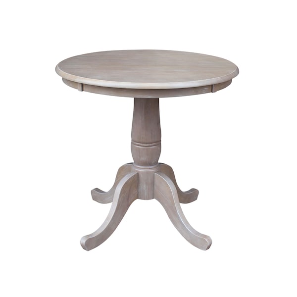 International Concepts Round 30 in Round Top Pedestal Table, 28.9 inH, Washed Gray Taupe, 30 in W, 30 in L, 28.9 in H - K09-30RT
