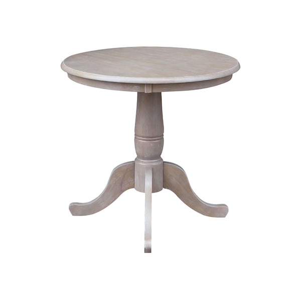 International Concepts Round 30 in Round Top Pedestal Table, 28.9 inH, Washed Gray Taupe, 30 in W, 30 in L, 28.9 in H - K09-30RT