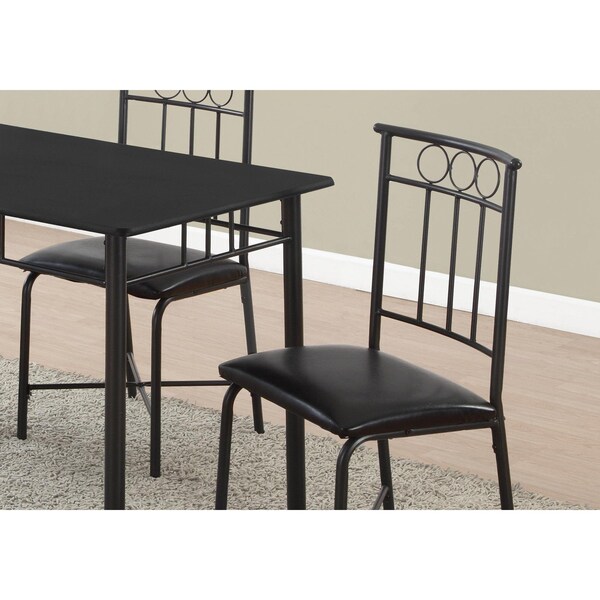 Homeroots 35.5 in. Black Leather Look Polyurethane, Foam & Metal Dining Set - 5 Piece - 332567