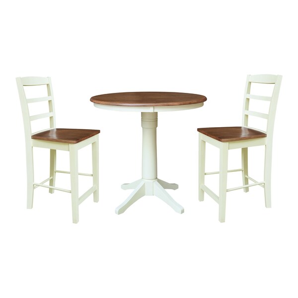 Whitewood Industries Rectangular Fixed Top Table W/ 2 Counter Height Stools, 36 in W, 35.9 in L, 36 in H, Parawood, 3 - K79-36RT-27B-S402-2
