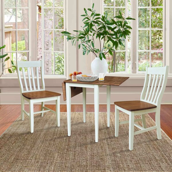 Whitewood Industries Rectangular Drop Leaf Dining Tables, 36 in W, 29 in L, 22 in H, Parawood, Hickory/Shell - K79-2236D-C61-2