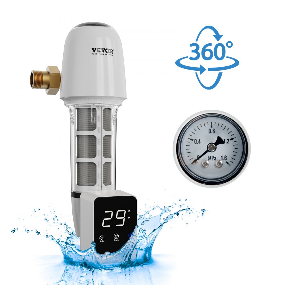 VEVOR Spin Down Filter, 40 Micron Whole House Sediment Filter for Well Water, 1" MNPT + 3/4" FNPT, 8 T/H High Flow Rate, for Whole House Water Filtration Systems, Well Water Sediment Filter - ZDCXQZSGLQFC1RW6IV9