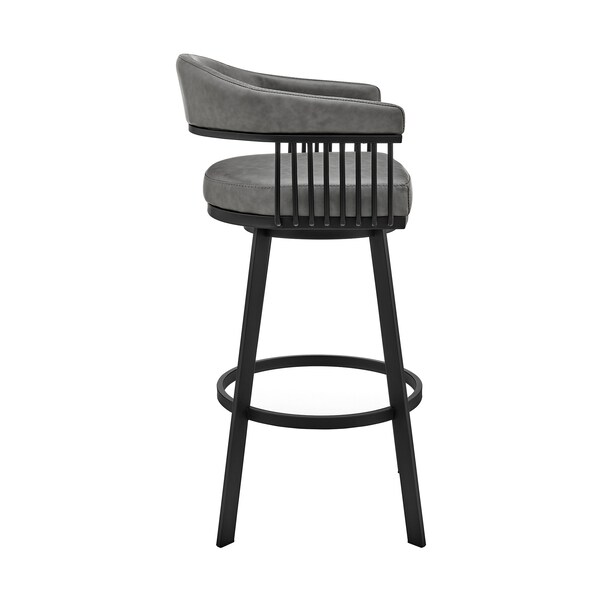 Armen Living Naomi and Chelsea 3-Piece Counter Height Dining Set in Black Metal and Gray Faux Leather - SETNMCHGRBL3