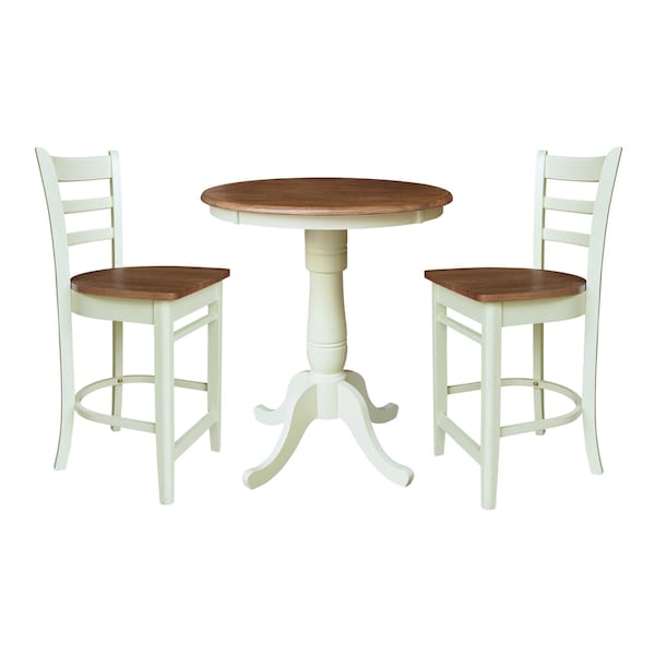 Whitewood Industries Rectangular Fixed Top Table W/ 2 Stools, 30 in W, 35.1 in L, 30 in H, Parawood, Hickory/Shell - K79-30RT-6B-S6172-2