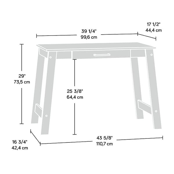 Sauder Beginnings Writing Table, 43.58 in W, 17.48 in L, 28.94 in H, Engineered wood - 410421
