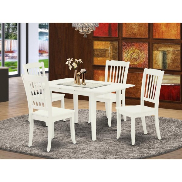 East West Furniture 5 Piece Norfolk Rectangular Dining Table Set - Linen White - NODA5-LWH-W