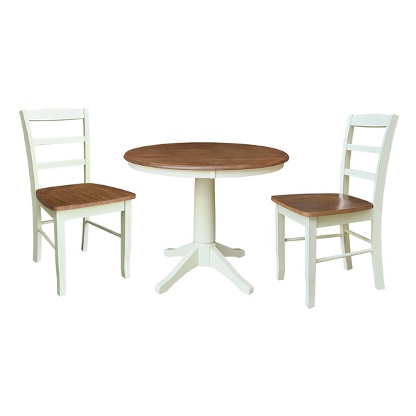 Whitewood Industries Rectangular Fixed Top Table W/ 2 Chairs, 36 in W, 29.9 in L, 36 in H, Parawood, Hickory/Shell, 3 - K79-36RT-27B-C2-2